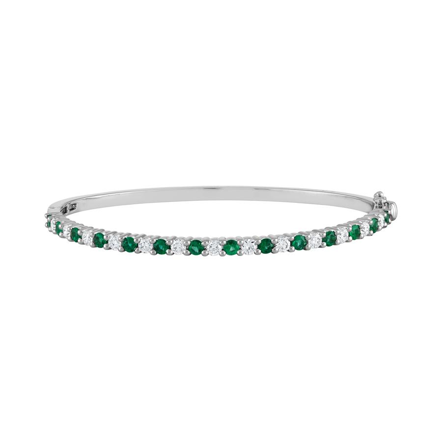 View Alternating Emerald and Diamond Bangle