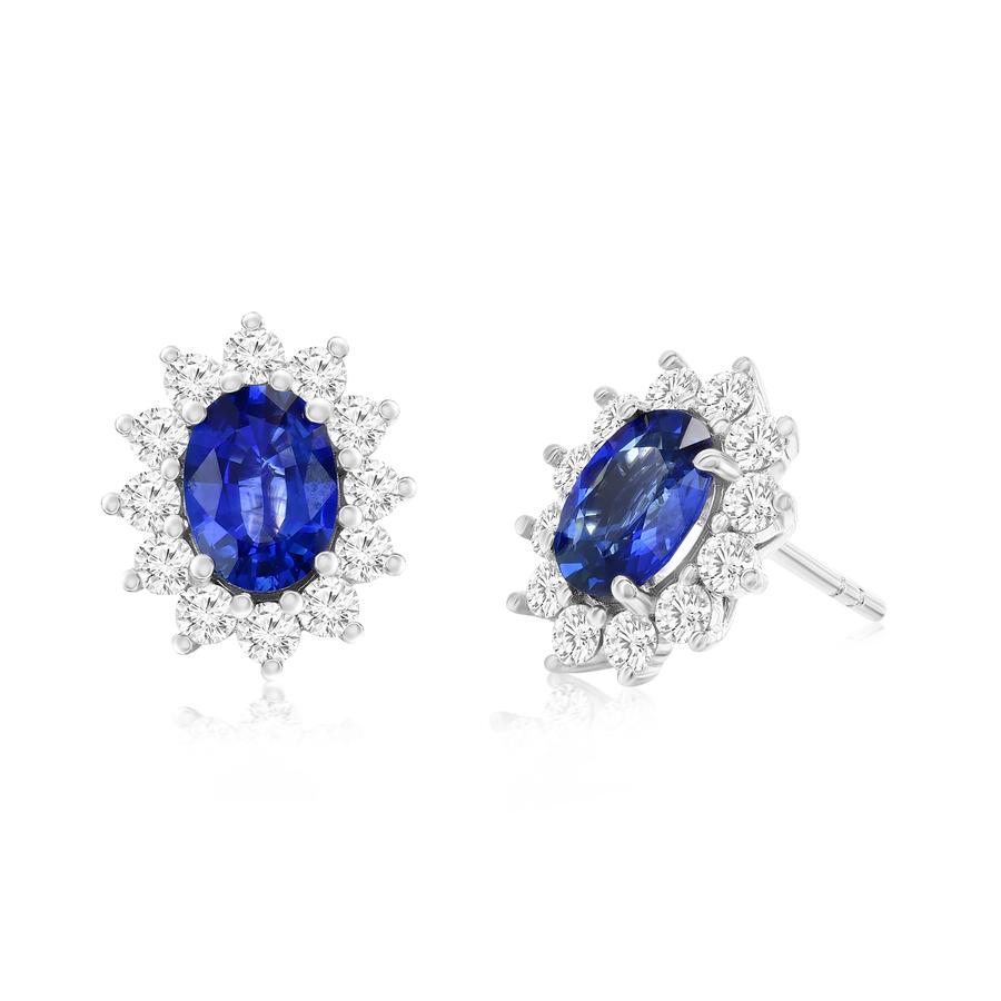 View Oval Sapphire and Diamond Earrings