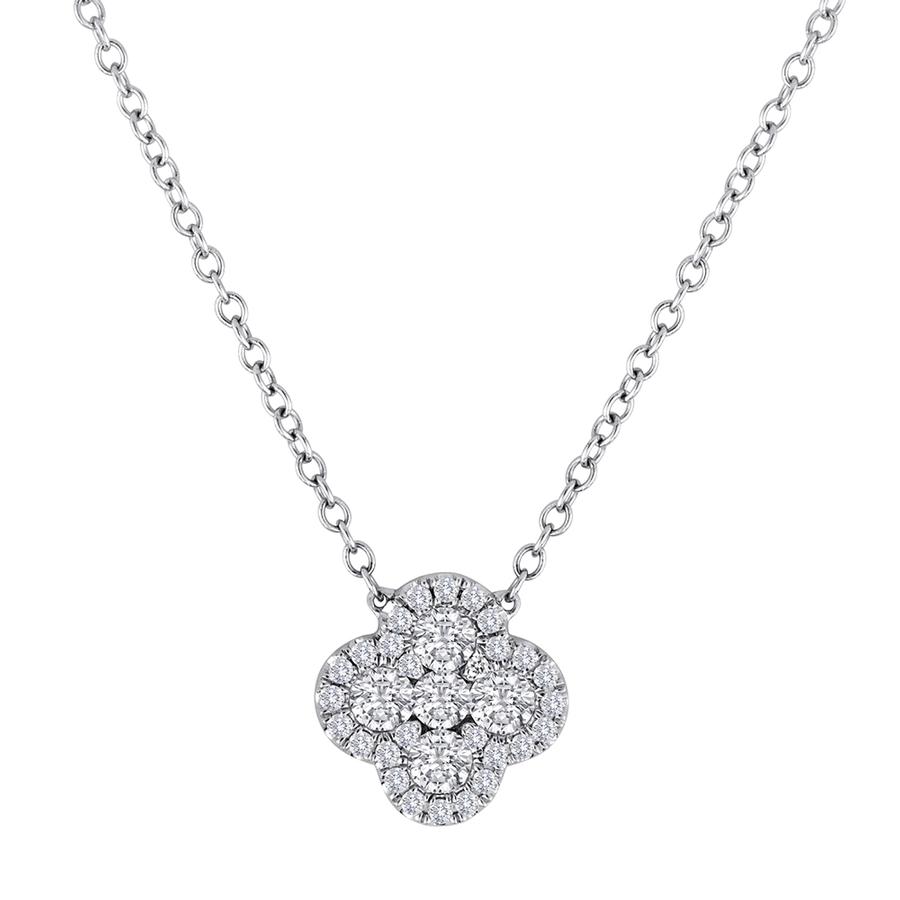 View Round Diamond Clover Pendant with Attached Chain